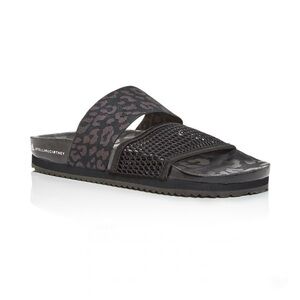 NWOT Adidas by Stella McCartney Mesh and Leopard Strap Slides in Black